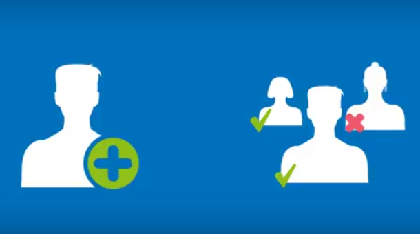 Add users to an account A graphic of people being added and removed