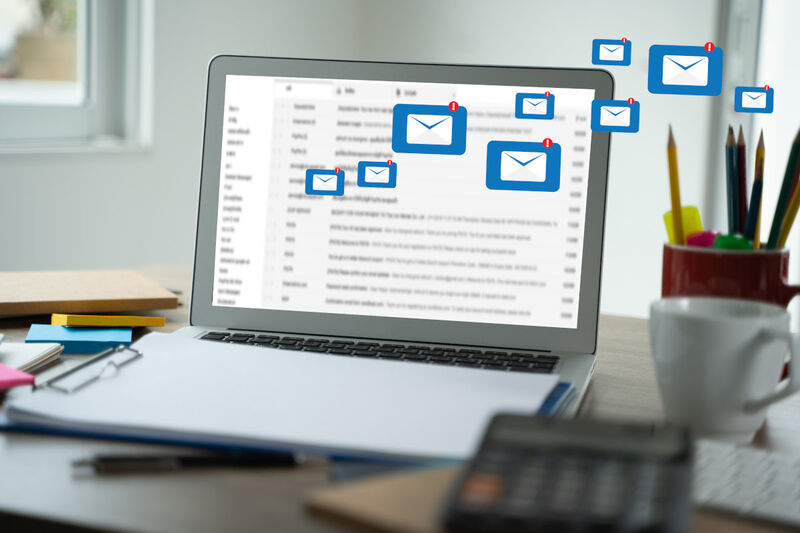 Laptop displaying an Electronic Mailing List
