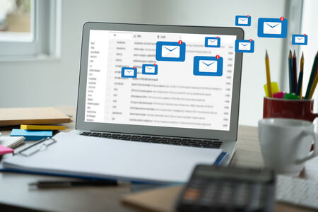 Laptop displaying an Electronic Mailing List