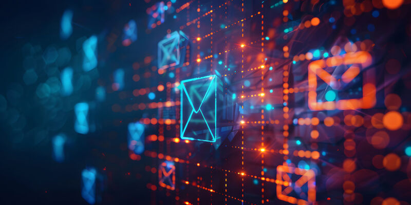 Use Simplelists to help with automatic spam and emai list management An image showing bright red and blue digital envelopes